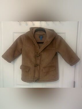 The Children's Place Brown Hooded Faux-Suede Toggle Pea Coat
